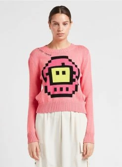 MAX & Co. TAMATAMA - Jacquardtrui Met Ronde Hals Materiaalblend | Roze