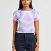 MAX & Co. ORARIO - Gestreept, Katoenen T-shirt Met Ronde Hals | Violet
