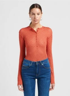 MAX & Co. KATI - Top Met Ronde Hals En Ajourmotiefje | Oranje