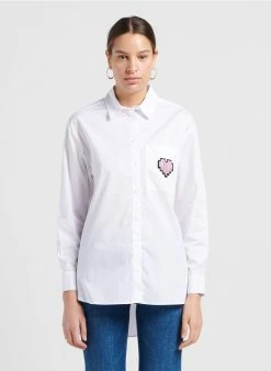 MAX & Co. TAMASHIR - Katoenen Blouse Met Klassieke Kraag | Wit