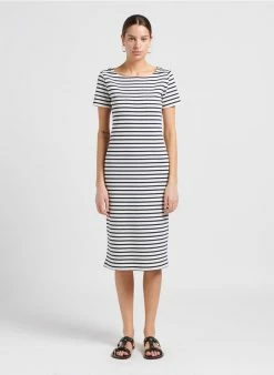 MAX & Co. Verkoopwinkel 30 MAX & Co. LUSTRINO - Halflange, Gestreepte Jurk | Zwart