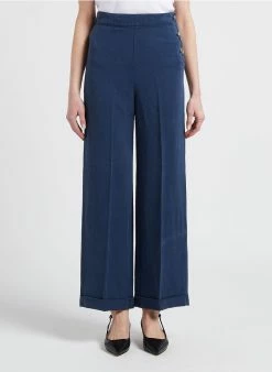 MAX & Co. ORNATO - Rechte Broek Van Lyocell En Linnen | Blauw