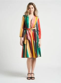 MAX & Co. RIALTO - Halflange, Getailleerde Jurk Van Katoenpopeline Met Print | Veelkleurig